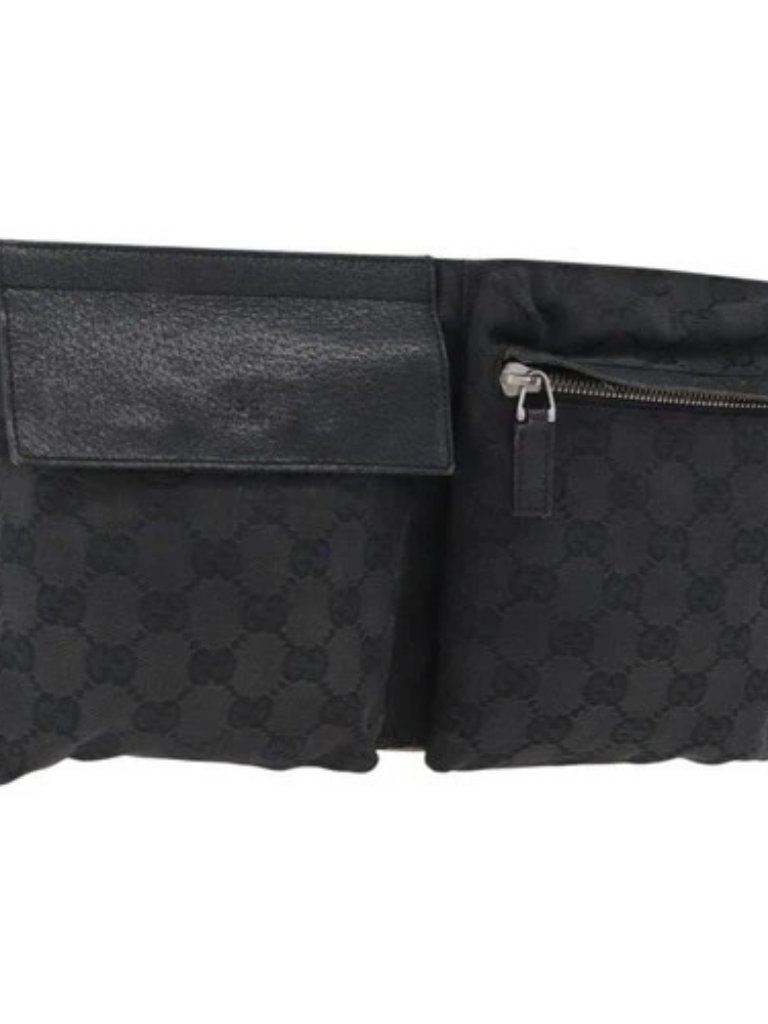 Gucci Gg Canvas Waist Bag Black Silver 28566